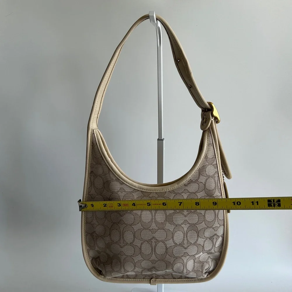 Coach Ergo C2588 Chalk White Signature Jacquard Leather‎ Shoulder Bag Excellent